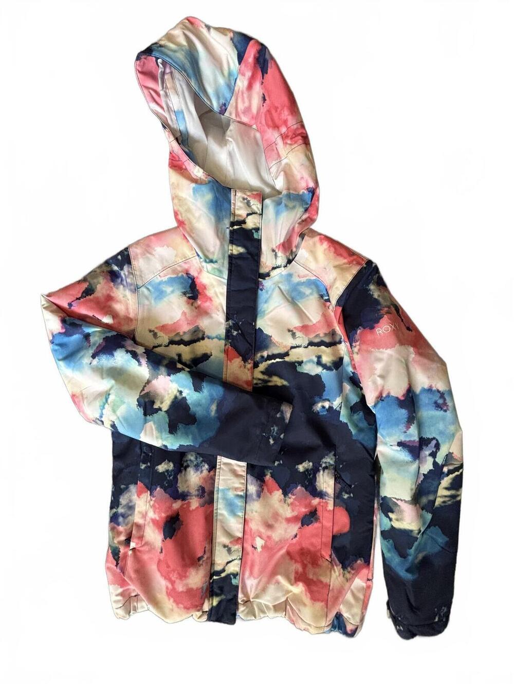 Women’s Roxy snow board ski winter jacket with hood, colorful and fun size M